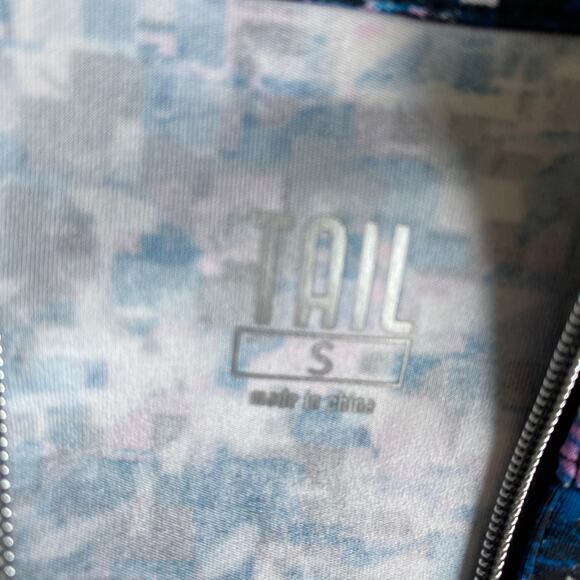 Tail Drawstring Waist Athletic Dress S Blue Black Geo Print 1/4 Zip Activewear - Picture 8 of 11